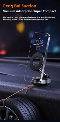 MagGrip 360° – Magnetisk Mobilhållare för Bil med Sugkopp och Fällbar Design