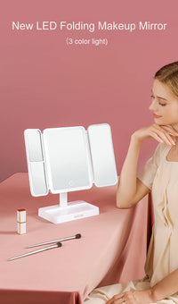 Tri-Fold LED Sminkspegel – Perfekt makeup varje gång!