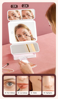 Tri-Fold LED Sminkspegel – Perfekt makeup varje gång!